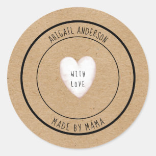 Sticker Rond Fabriqué par Mama Rustic Custom Girl Lunch Box Éti