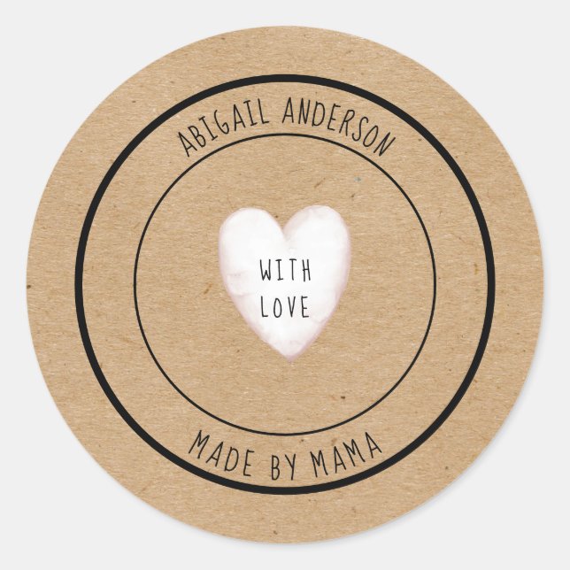 Sticker Rond Fabriqué par Mama Rustic Custom Girl Lunch Box Éti (Devant)