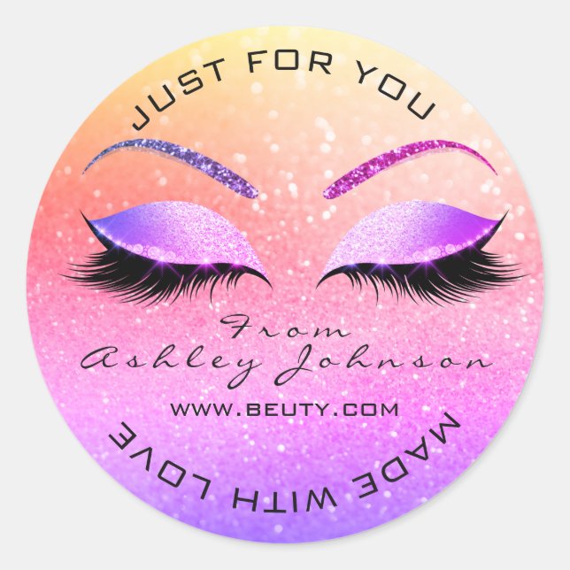 Sticker Rond Fabriqué Par Parties scintillant Lashes Beauty Omb (Devant)