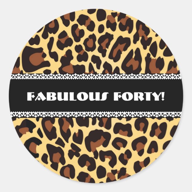 Sticker Rond Fabuleux 40e anniversaire Leopard et dentelle A11 (Devant)
