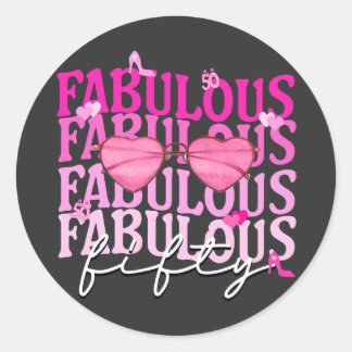 Sticker Rond Fabuleux Cinquante Lunettes de soleil Coeur Rose 5
