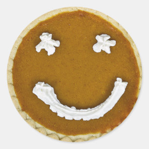 Sticker Rond Face à tarte Citrouille de Thanksgiving