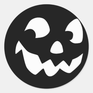 Sticker Rond Face Citrouille Halloween