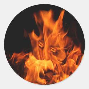 Sticker Rond Face dans l'autocollant flammes