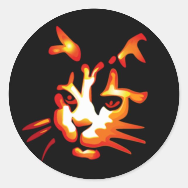 Sticker Rond Face de chat Halloween brillant (Devant)