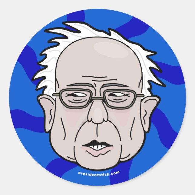 Sticker Rond Face de dessin animé de Bernie Sanders (Devant)