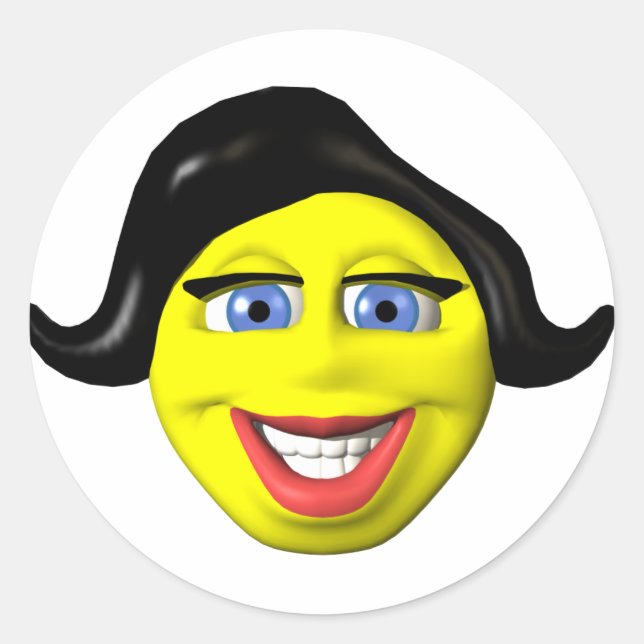 Sticker Rond Face de fille jaune (Devant)