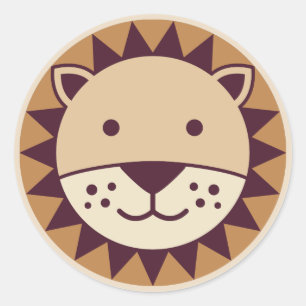 Sticker Rond Face de lion mignon