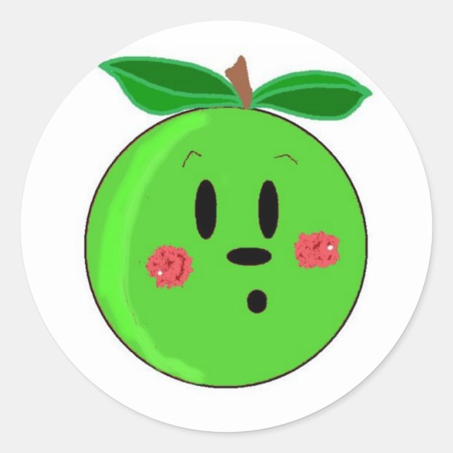 Sticker Rond Face de pomme verte (Devant)