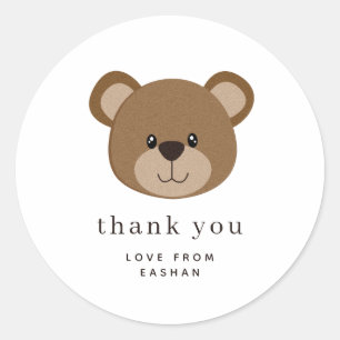 Sticker Rond Face d'ours mignonne   1er anniversaire Merci