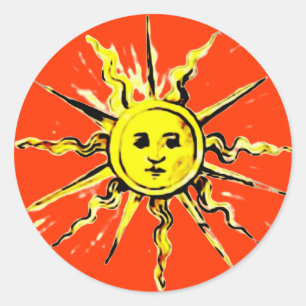 Sticker Rond face du soleil - livre perdu de nostradamus