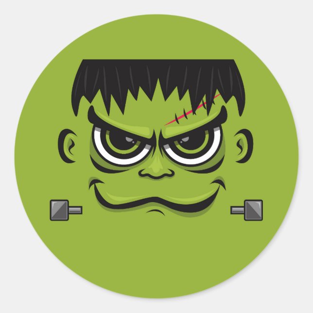 Sticker Rond Face Frankenstein Halloween (Devant)