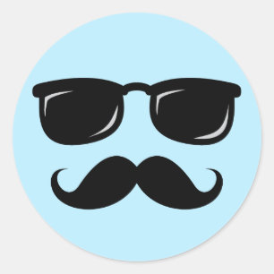 Sticker Rond Face incognito avec moustache et lunettes de solei