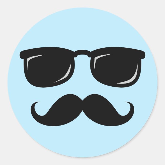 Sticker Rond Face incognito avec moustache et lunettes de solei (Devant)