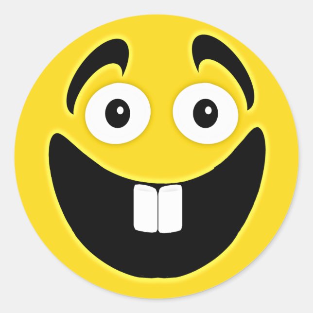 Sticker Rond Face Jaune Deux Dents Avant (Devant)