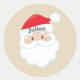 Sticker Rond Face père Noël avec nom sur Casquette