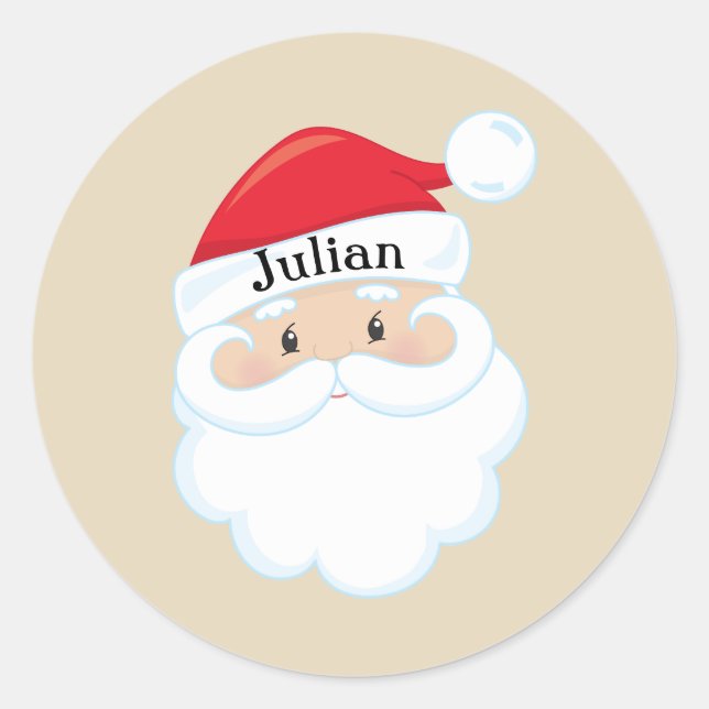 Sticker Rond Face père Noël avec nom sur Casquette (Devant)