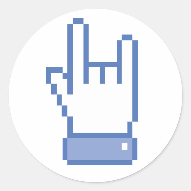 Sticker Rond facebook comme ROCK signe main de paix pixel graph (Devant)