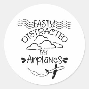 Sticker Rond Facile à distraire par avion Aviator Pilot