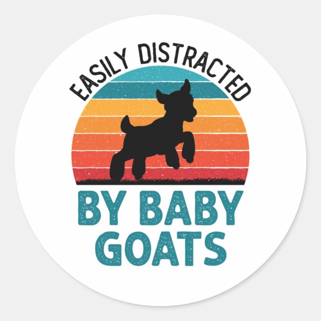 Sticker Rond Facile à distraire par Baby Chèvres éleveur de chè (Devant)