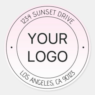 Sticker Rond Facile Logo Remplacement & Editable Texte Rose Omb