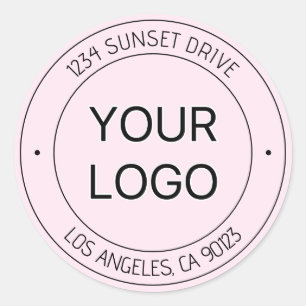 Sticker Rond Facile Logo Remplacement & Editable Texte Rose Omb