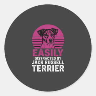 Sticker Rond Facilement Distrait Par Jack Russell Terrier
