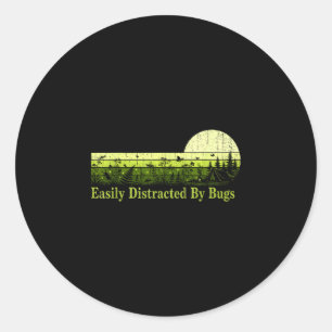 Sticker Rond Facilement distrait par les bugs chemise vintage c