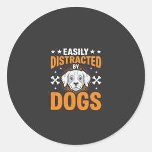 Sticker Rond Facilement Distrait Par Les Chiens