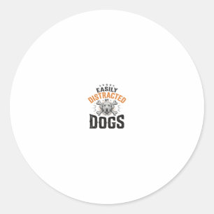 Sticker Rond Facilement Distrait Par Les Chiens Conception De C