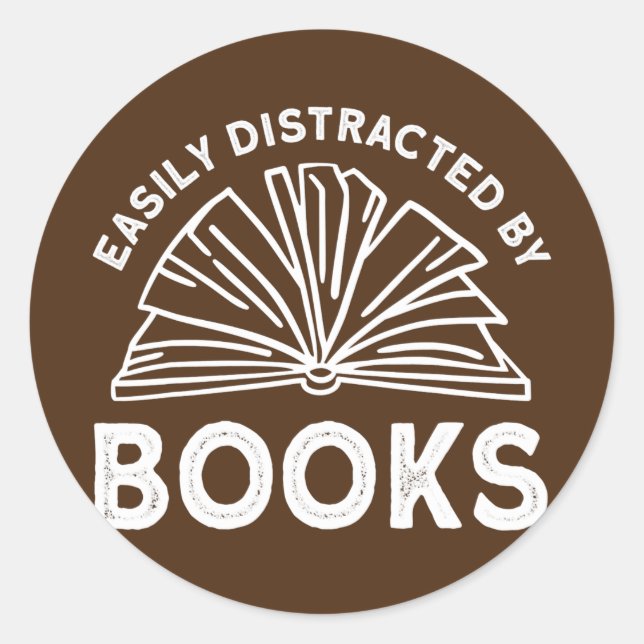 Sticker Rond Facilement Distrait Par Les Livres Pour Lire Le Vê (Devant)