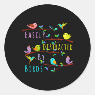 Sticker Rond Facilement Distrait Par Oiseaux Oiseaux Oiseaux Ob