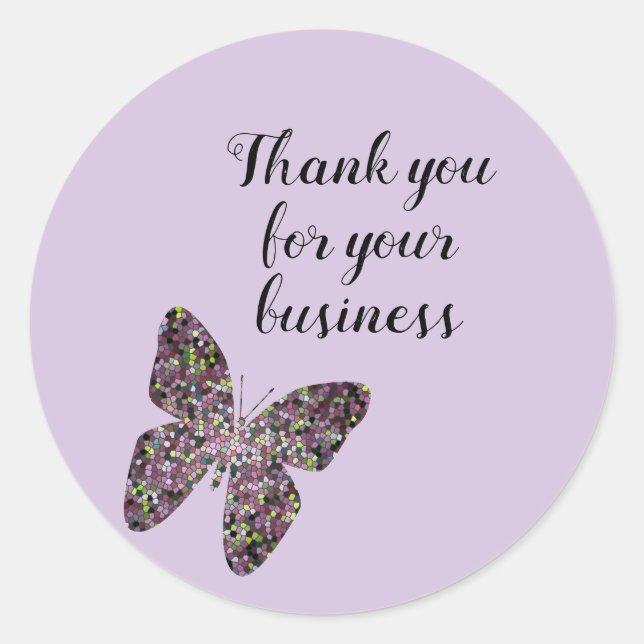 Sticker Rond Facture client Merci papillon (Devant)