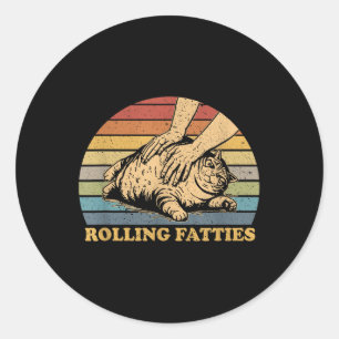 Sticker Rond Factures Roulantes De Chat Drôle Uni-adultes Et En