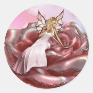 Sticker Rond Faery de rose de rose (autocollants)