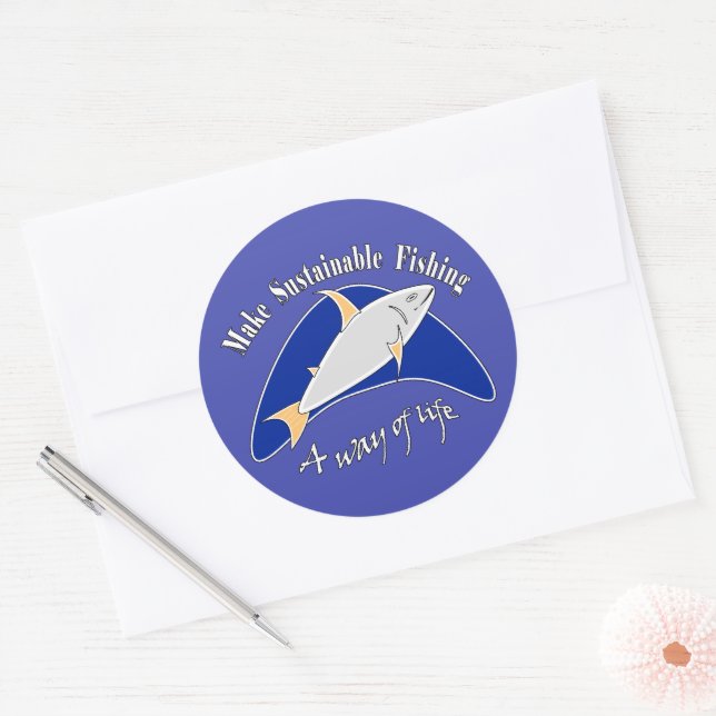 Sticker Rond Faire de la pêche durable un mode de vie (Enveloppe)