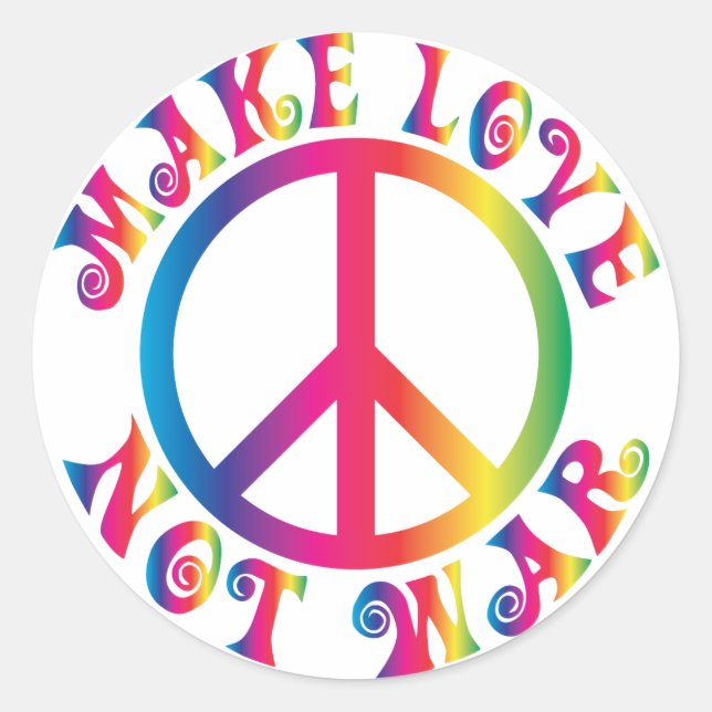 Sticker Rond Faire de l'amour pas la guerre (Devant)