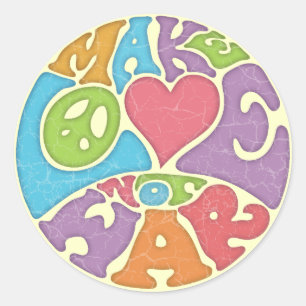 Sticker Rond Faire de l'amour pas la guerre