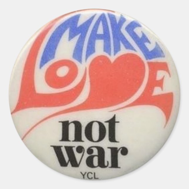 Sticker Rond Faire de l'amour pas la guerre Symbole de la paix (Devant)