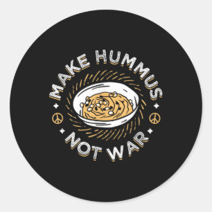 Sticker Rond Faire de l'Hummus pas de guerre Vegetarian Vegetar