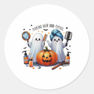 Sticker Rond Faire des cheveux Botité Halloween Styliste fantôm
