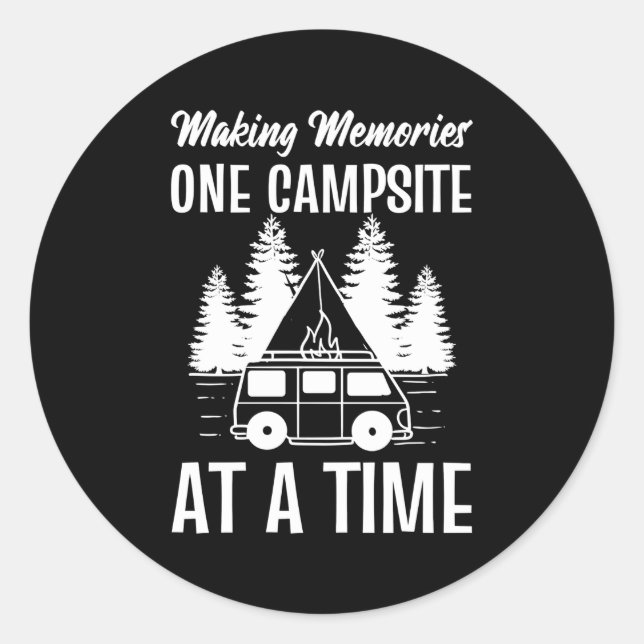 Sticker Rond Faire Des Souvenirs Un Camping À La Fois Aventureu (Devant)