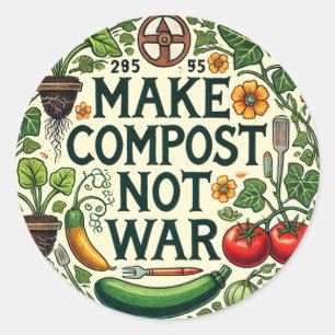 Sticker Rond Faire du compost pas la guerre