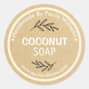 Sticker Rond Faire du savon artisanal avec des feuilles sur un