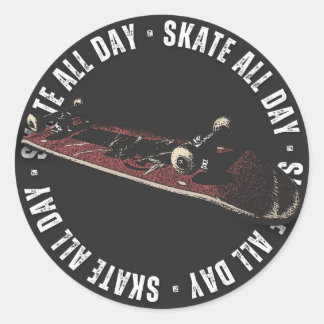 Sticker Rond Faire du skate toute la journée