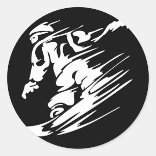Sticker Rond Faire du surf des neiges le sport extrême