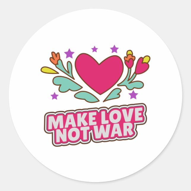 Sticker Rond Faire l'amour pas la guerre (Devant)