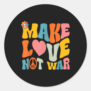 Sticker Rond Faire l'amour pas la guerre Hippie 60s les années 