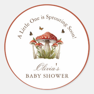 Sticker Rond Faire-part de Baby Shower sur le thème du papillon