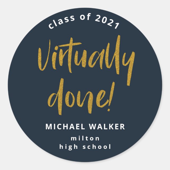 Sticker Rond faire-part de graduation virtuellement fait classi (Devant)